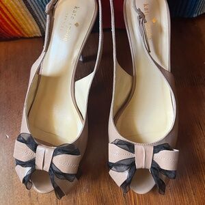 Kate spade New York Billow bow slingback Sandals Beige Heels Sz 8